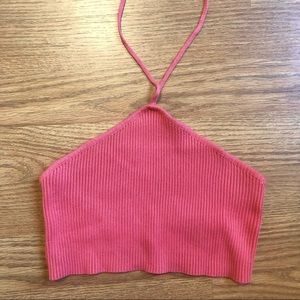 bright coral pink halter top